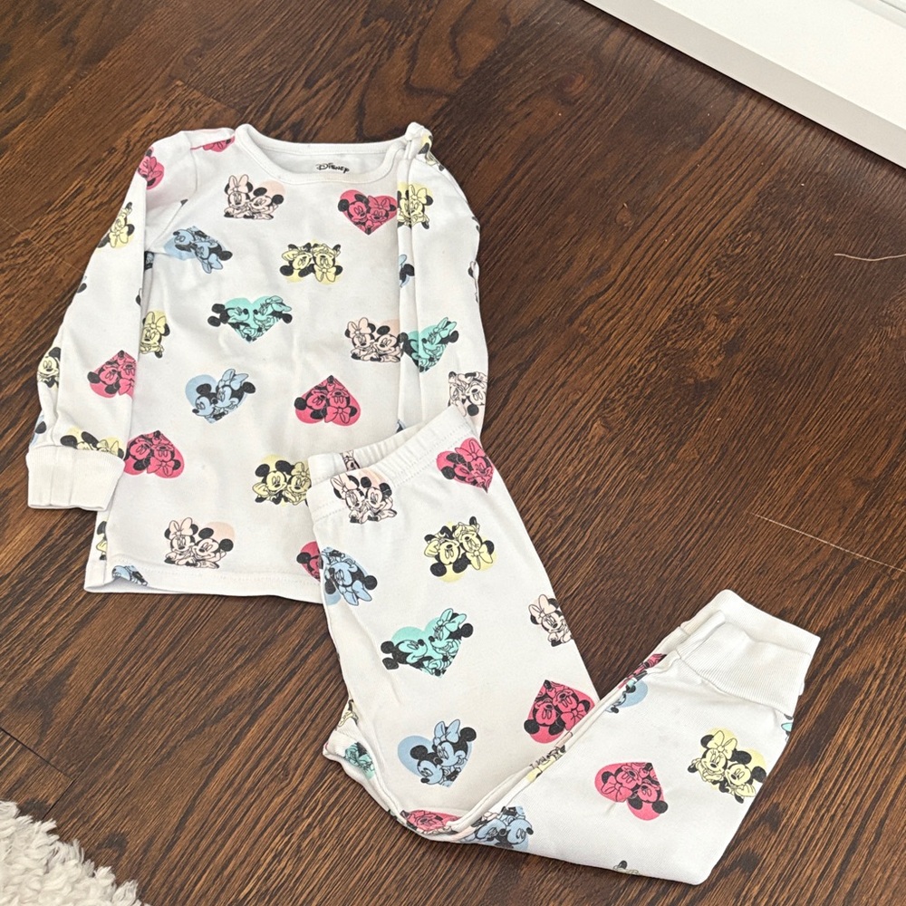 Janie and Jack Mickey and Minnie heart Print Pajama Set